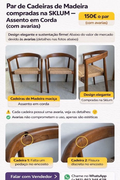 Vende- se como Novas as  2 Cadeiras da marca SKULM