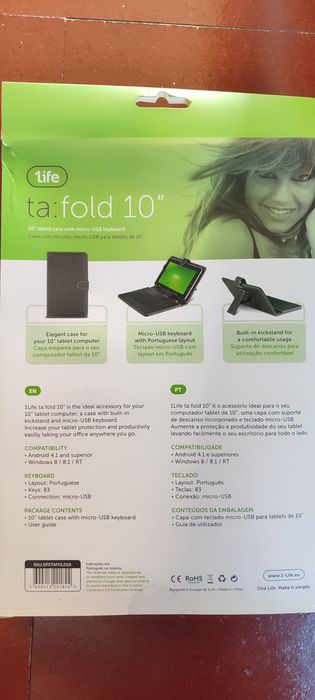 2x Capas 10" com teclado (ligação micro USB)