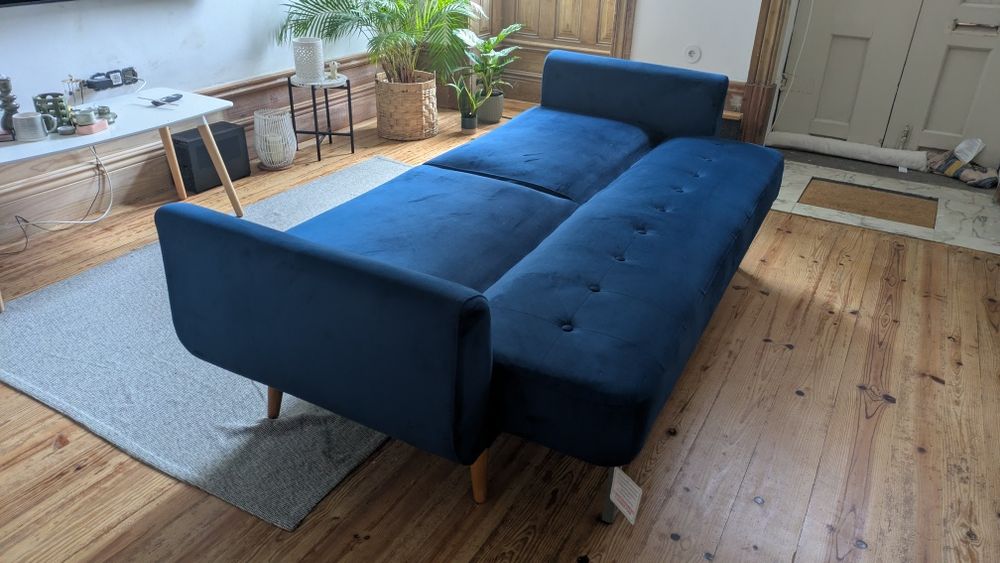Sofa cama em veludo