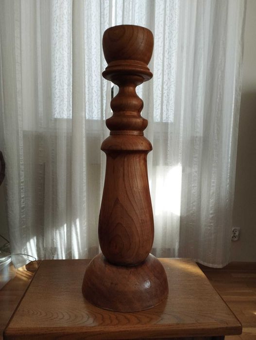 Duży świecznik drewniany toczony 62 cm