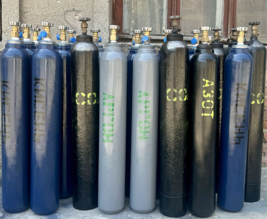 Баллоны 10л. Под азот, аргон,  кислород, углекислоту, смесь , Mix .