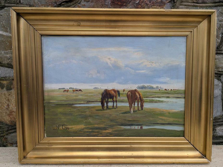 Niels Peter Christiansen (1873-) Konie Aukcyjny Pejzaż