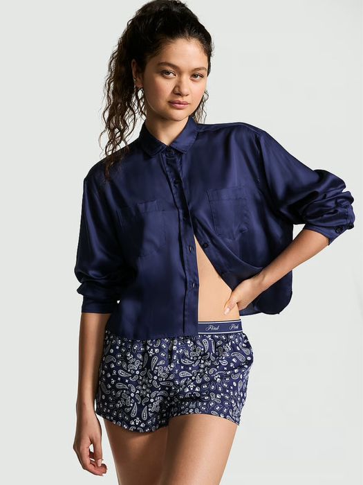 Сатинова піжама пижама Pink Viktoria ’ s Secret оригінал рубашка шорти