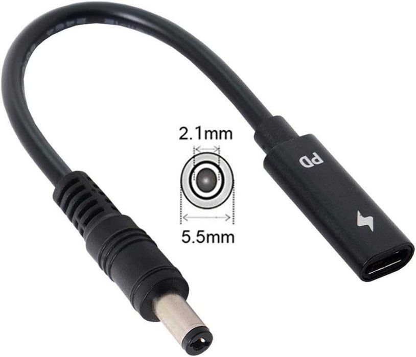 Cablecc PD кабель USB C Female to DC 5.5x2.1 mm 18–20 V