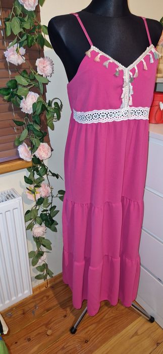 Sukienka boho fuksja