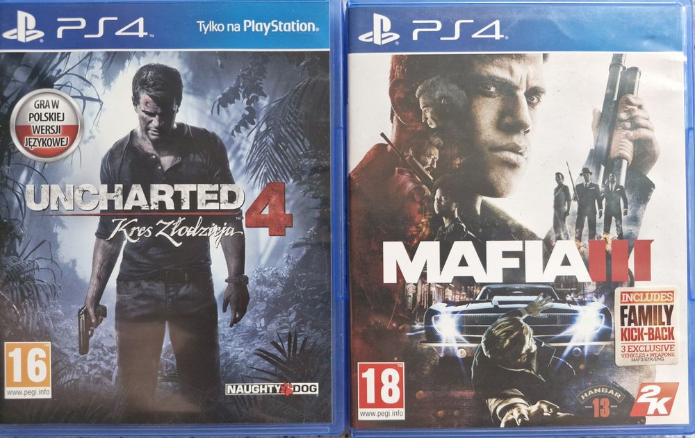 Uncharted 4 i Mafia III - 2 gry na PS4