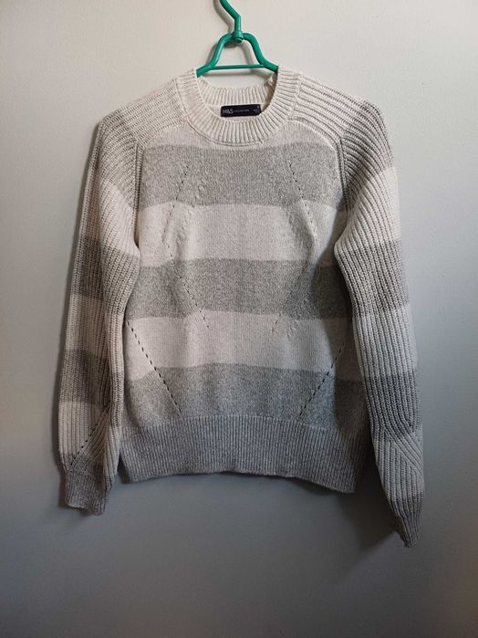 Sweter szaro biały, genialny r. S/M