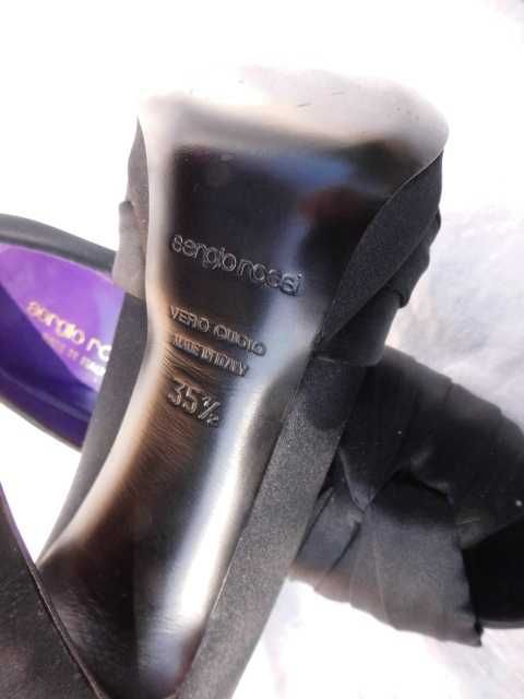 Sergio Rossi satyna włoskie vero cuoio skórzane szpilki platforma 36