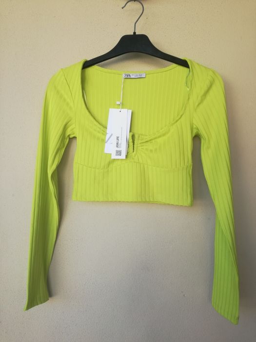 Camisola manga comprida verde Zara S