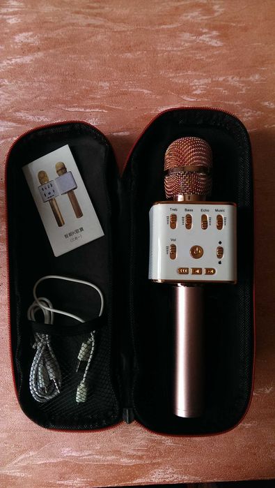 Беспроводной микрофон караоке - Колонка с динамиком Bluetooth с чехлом