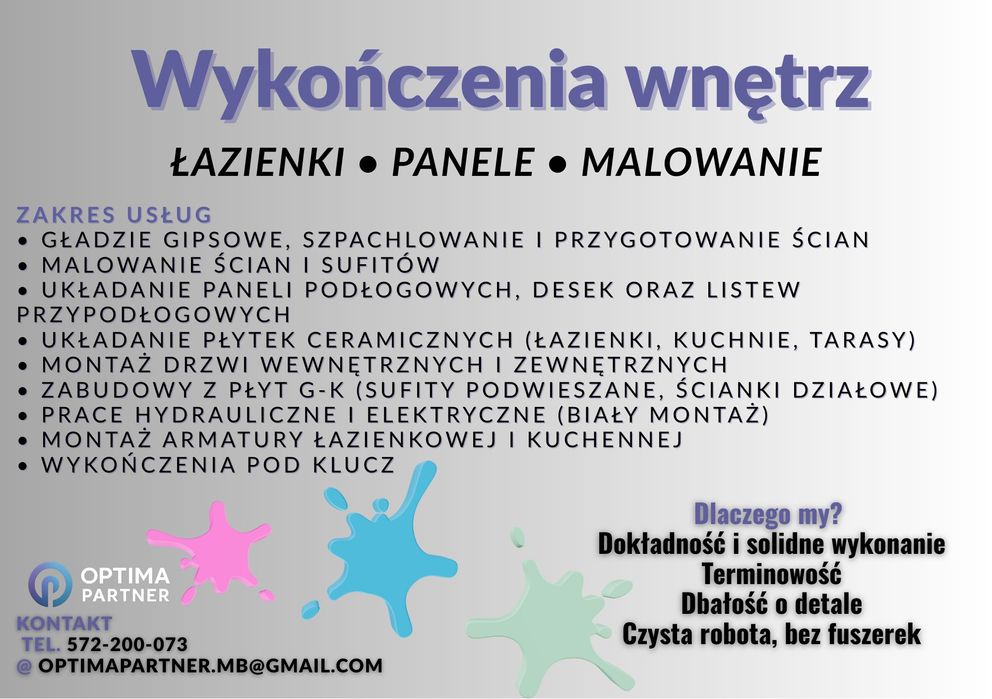 Wykończenia wnętrz - Wrocław + 30 km | Wolne terminy