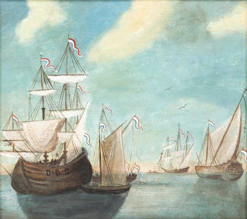 Escola Francesa "Barcos" Óleo
