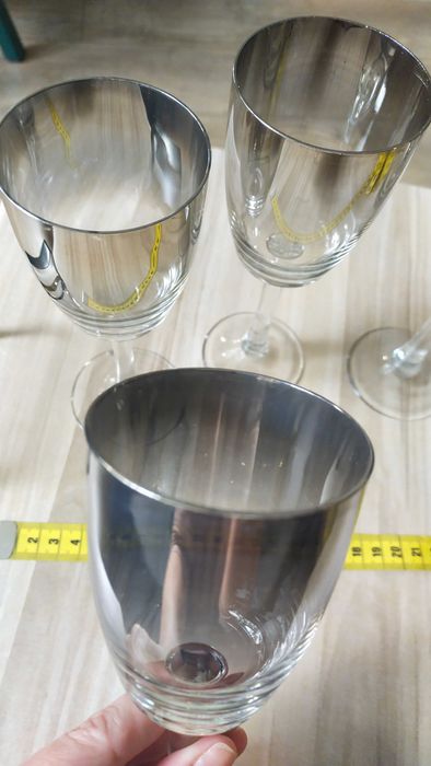 4 platynowane kieliszki / Krosno / PRL, lata 70te