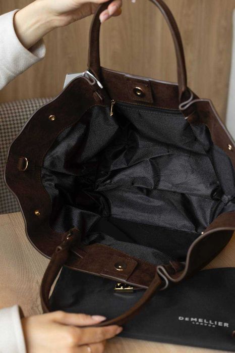 Стильна замшева сумка DeMellier Midi New York шоколад. ТОП