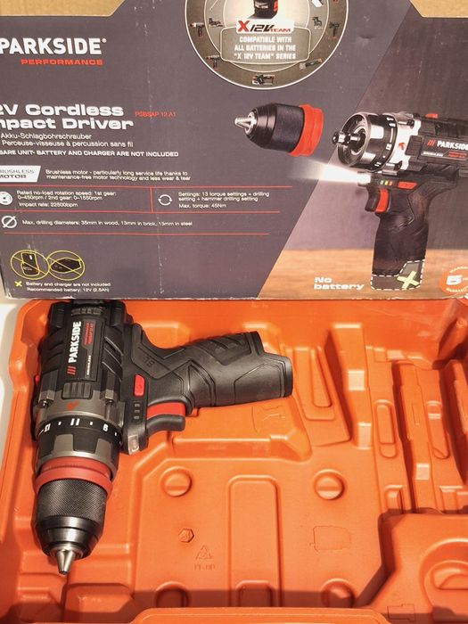 Aparafusadora 45Nm com percussão 12v Parkside
