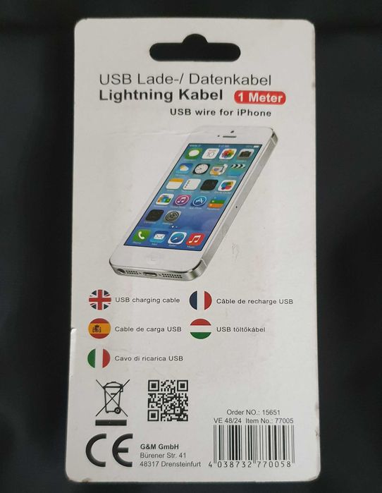 Kabel USB - Lightning do Iphone Ipod Ipad 1 m NOWY