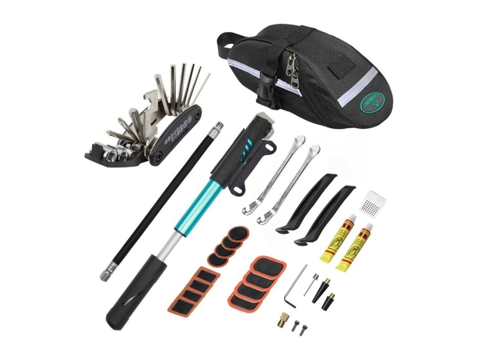 ZESTAW NAPRAWCZY do roweru narzędzia 16w1 +torba rowerowa POMPKA KLUCZ