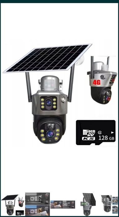 Kamera solarna na kartę SIM 4G  8mpx duży największe aku plus panel