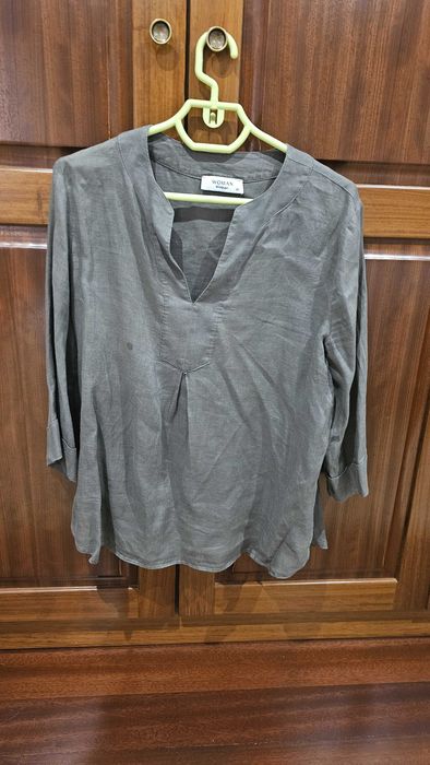 Camisa túnica meia manga linho