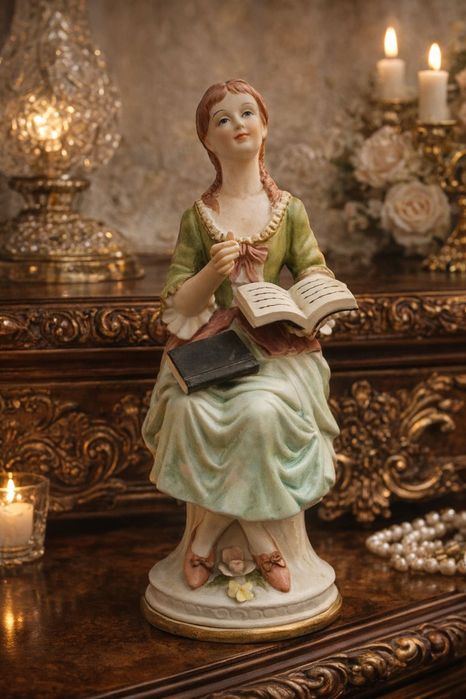 Фарфор Arte Italiana • Дама с книгой • 22 см • Stile Capodimonte