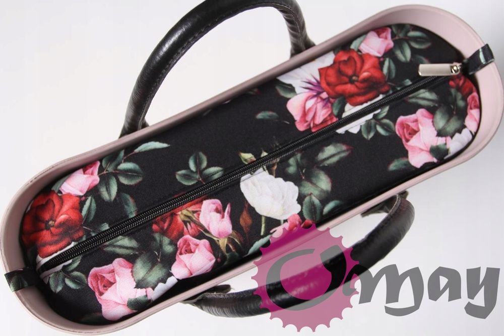 Czarny organizer do OBAG STANDARD +OPASKA dzikie kwiaty OMAY