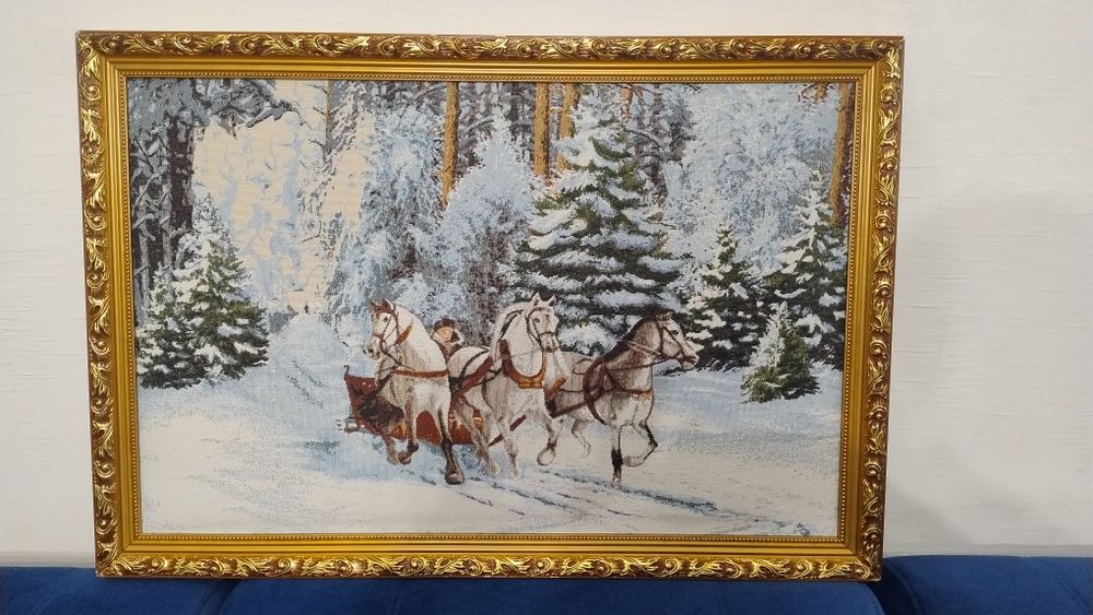 Картина природа, ліс, коні