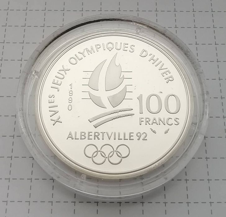 Франція 100 франків 1990р. СРІБЛО. ПРУФ. Олімпіада. Фристайл.