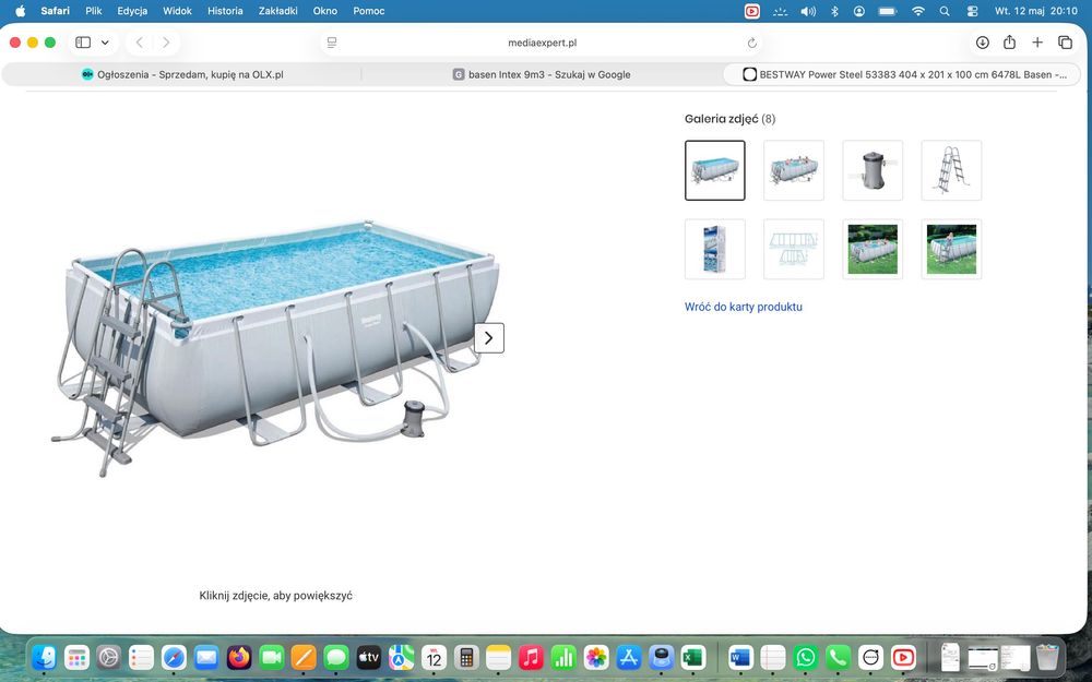 Basen ogrodowy INTEX BESTWAY 400 x 250 x 100 pojemność 9m3