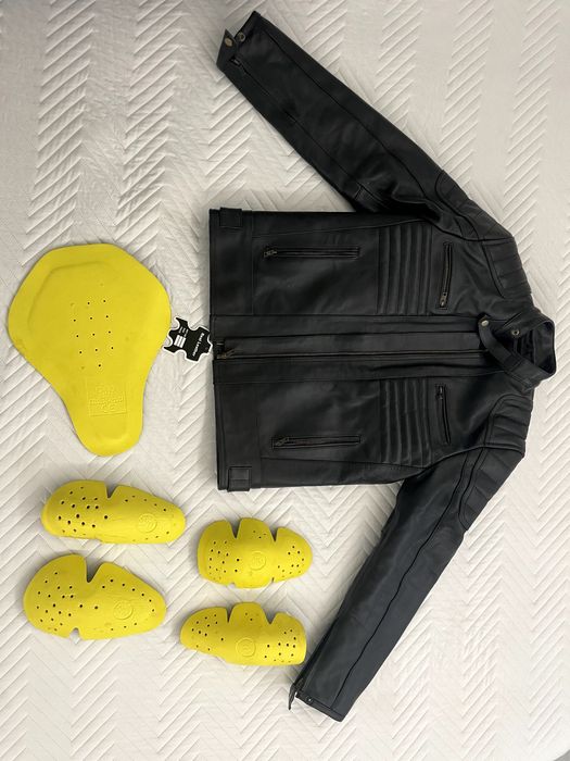 casaco de mota em pele genuína, novo com etiqueta