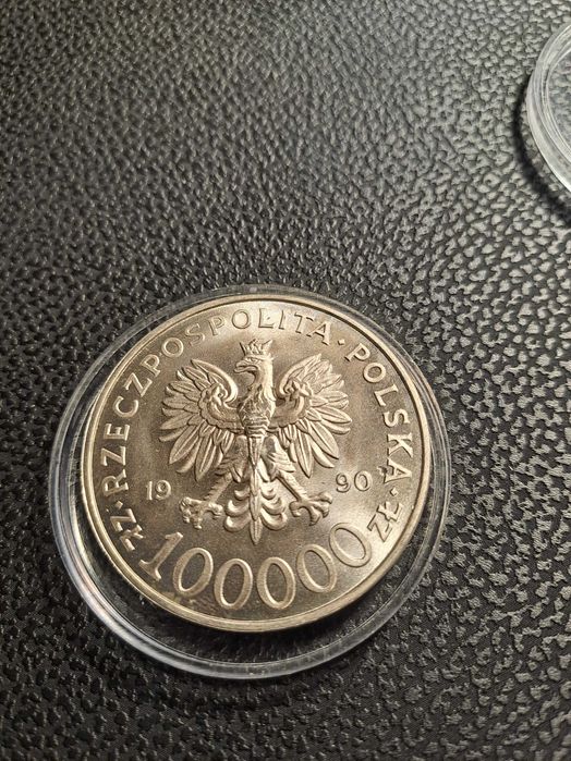 Srebrna Polska moneta 100000 tysięcy solidarność