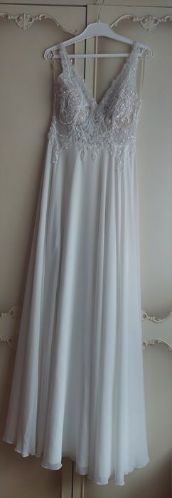 Suknia ślubna boho, glamour koronka/muślin (koronkowa, muślinowa)