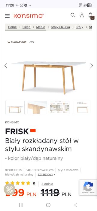 Stół rozkładany konsimo