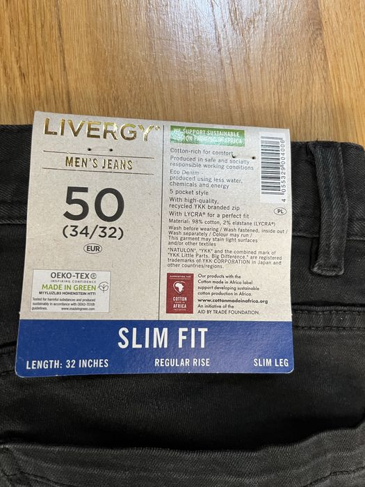 spodnie jeansy  slim fit 50. 34/32 Livergy