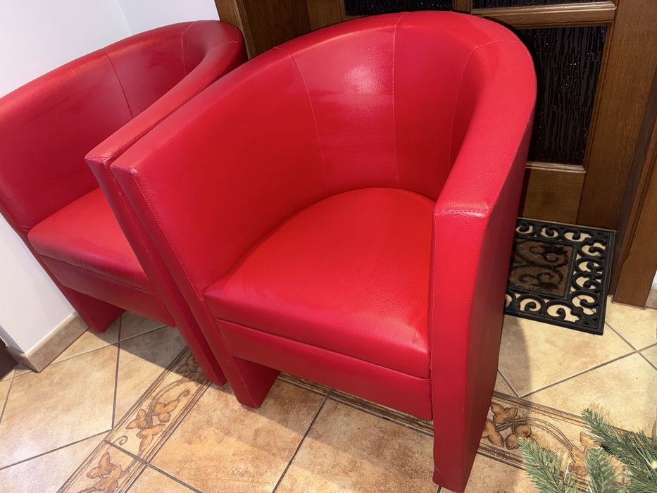 Fotele kubełkowe czerwone ekoskóra