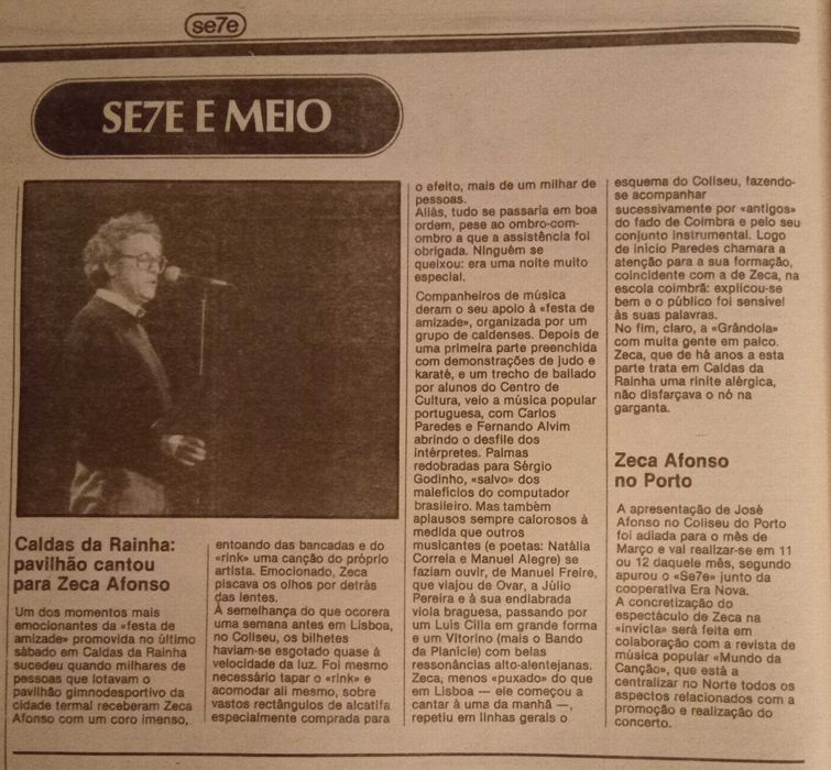 José Afonso	- - -		Se7e - nr. 244	- - - - -	Jornal