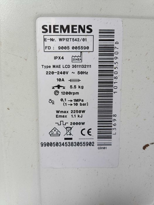 Пральна машина Siemens WP12T542 01  запчастини