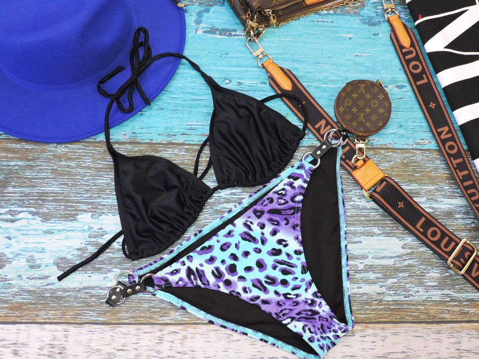 Bon prix Sexi bikini cętki skórkowe paski klamry M