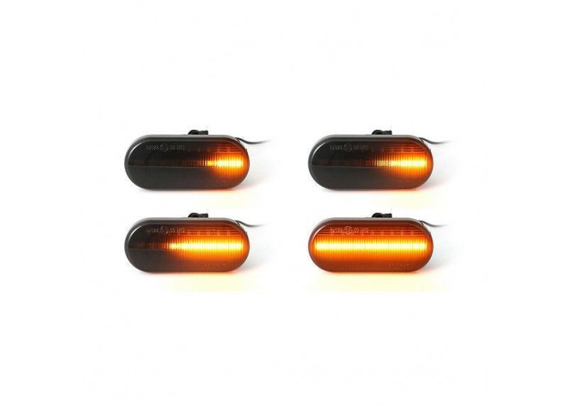 Pisca farolins laterais led dinâmico fundo preto VW Bora, Golf 3, Golf 4, Lupo, Passat 35i, 3B, Passat 3BG, Polo 6N, 6N2, 9N, 9N2, Caddy, Sharan,