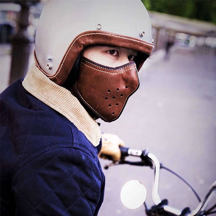 Máscara de motociclismo retro couro sintético - filtro TNT