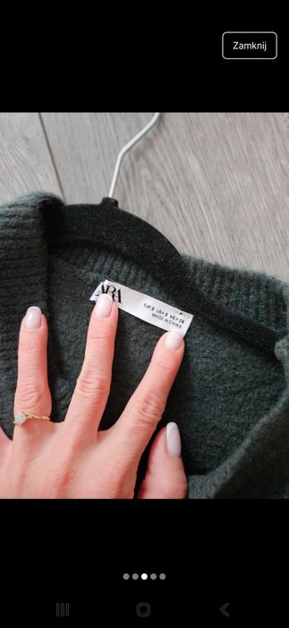 Sukienka ZARA oversize rozm S długa ciemno zielony kolor