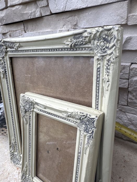 Dwie ramki drewniane Vintage ramka dtewniana rzeźbiona za szklem