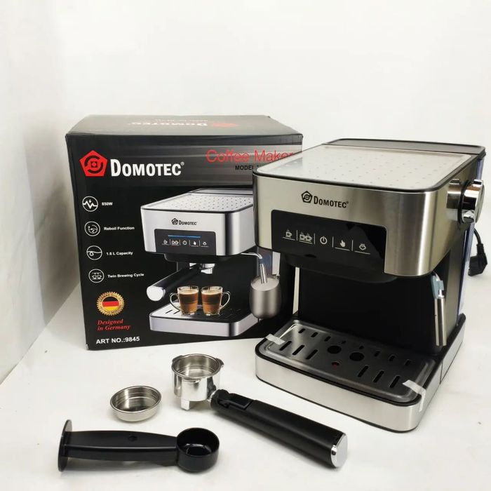 Кавоварка Domotec MS-136: 850 Вт, 15 бар, сенсорна панель, регулювання пари,підігрівання чашок кавомашина