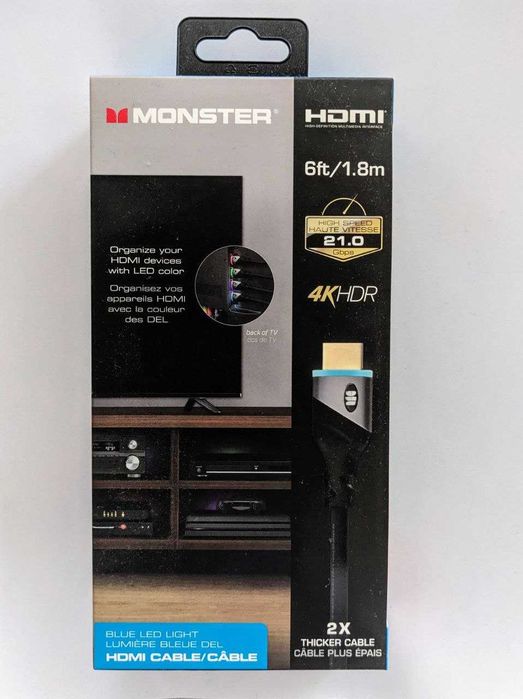 HDMI кабель Monster Монстер 6ft/1.8m — Преміум якість з LED-підсвіткою