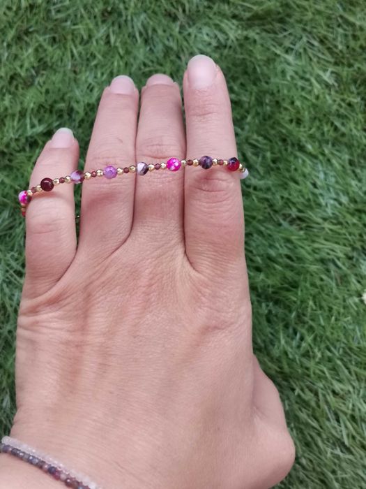 Bransoletka agat granat srebro Ag 925 kamienie