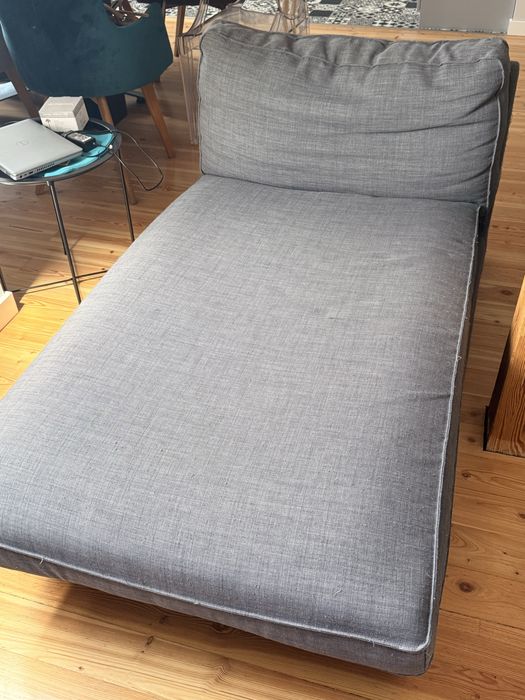 Sofa z szezlongiem szary używany IKEA narożnik