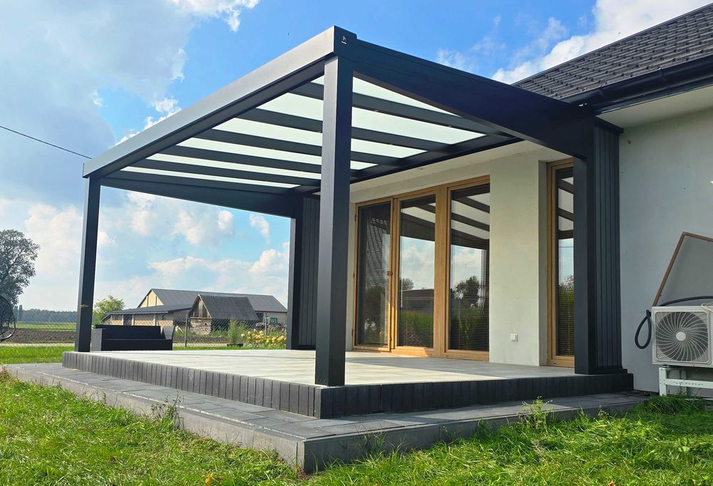 Zadaszenie tarasu, pergola, konstrukcja aluminiowa, altana