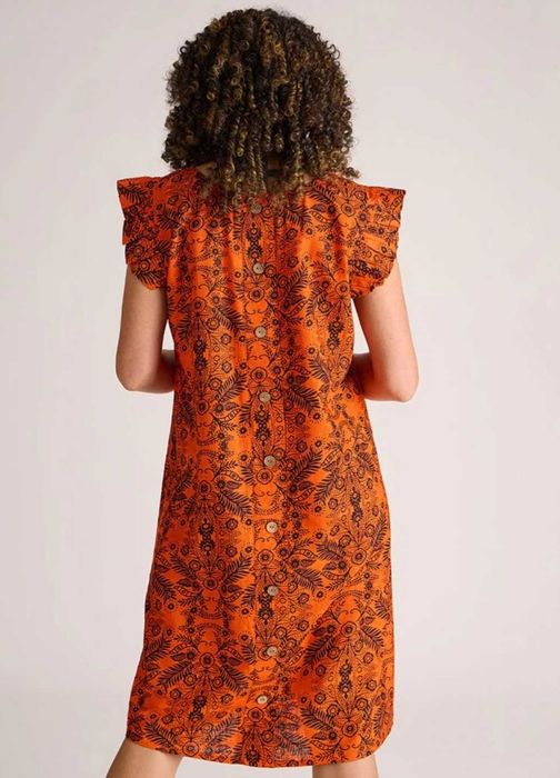 Платье миди из смесевого льна в принт в этно, бохо стиле ellie