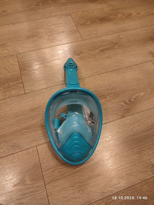 Nowa zielona maska do nurkowania pełnotwarzowa XS