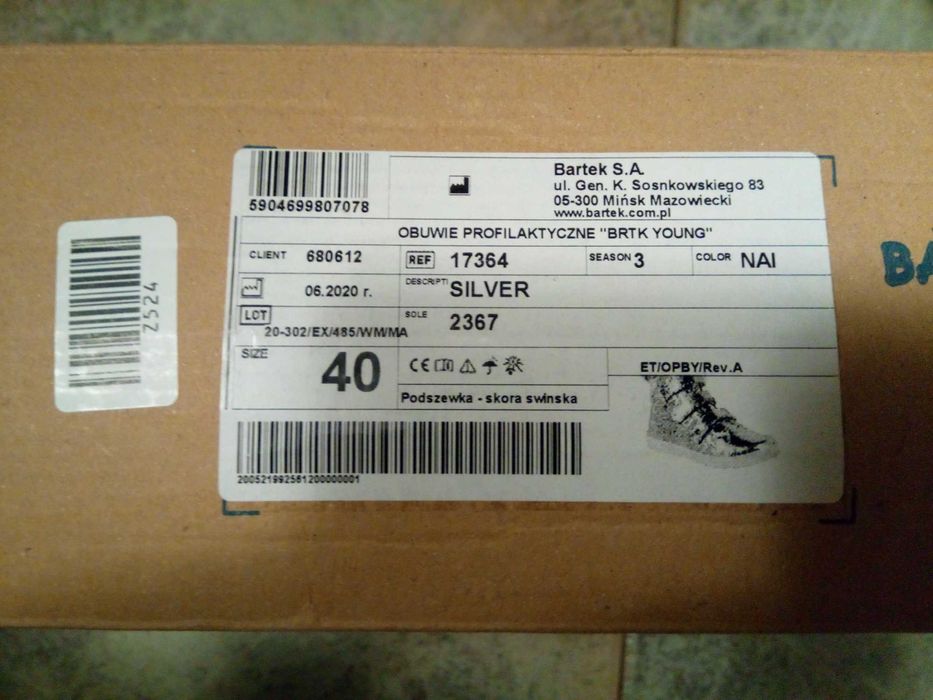Bartek trzewiki sneakersy skórzane srebrne r. (39) 40 nowe
