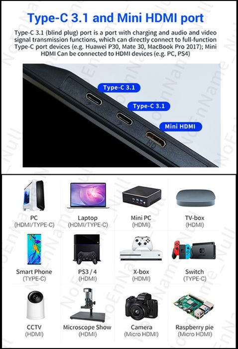 Портативный монитор FYHXele 11.6" тв switch ps4 ps5 xbox планшет ноут
